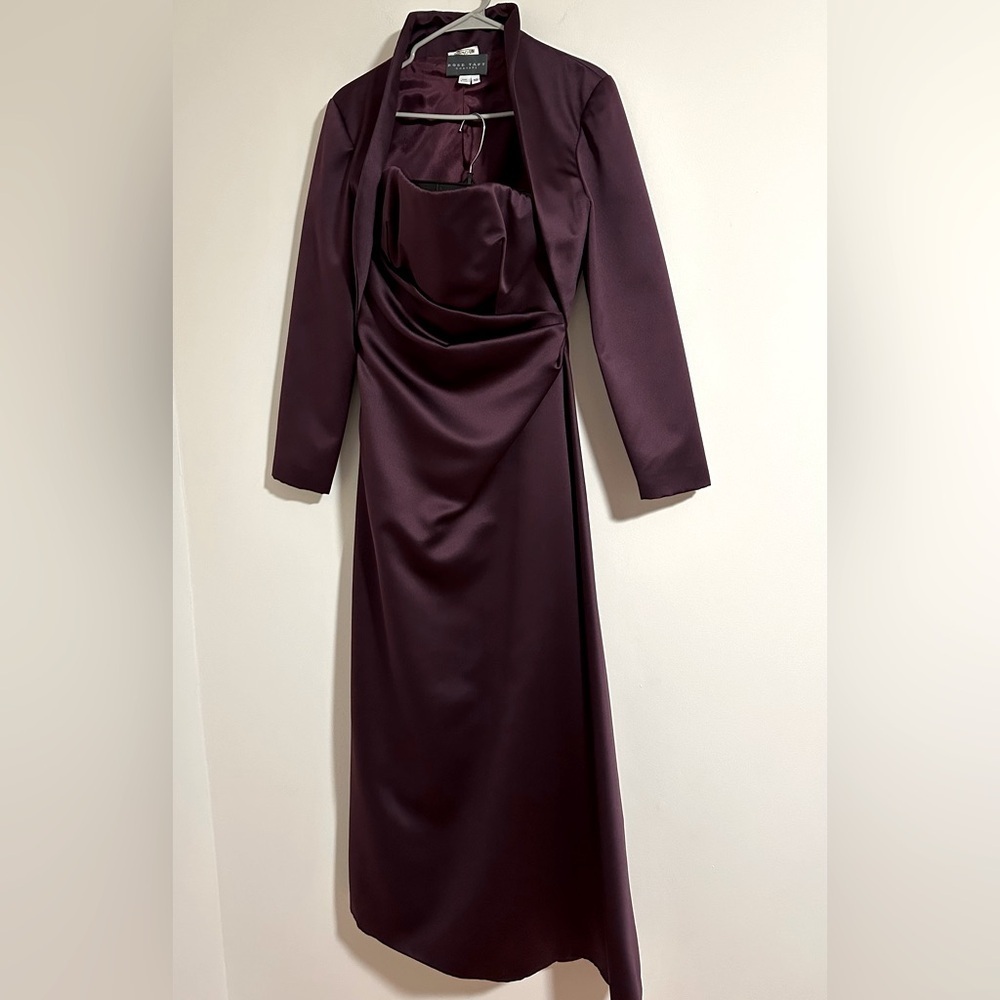 ROSE TAFT couture vintage satin strapless gown bolero set dress maxi inaugural